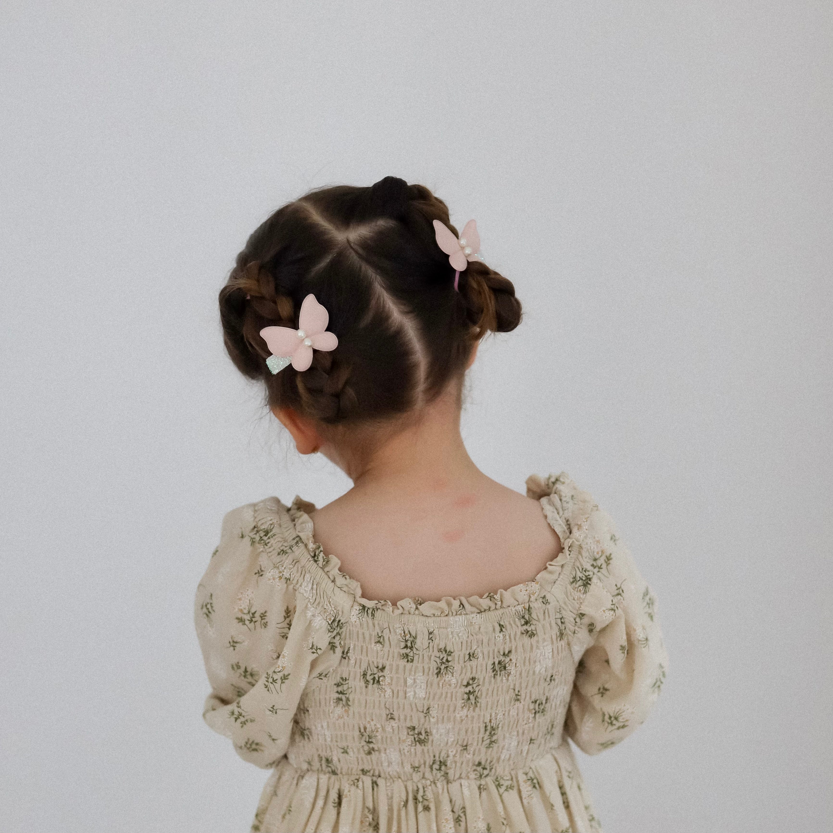 Glitter Butterfly Clip Pigtail | Pearl Pink