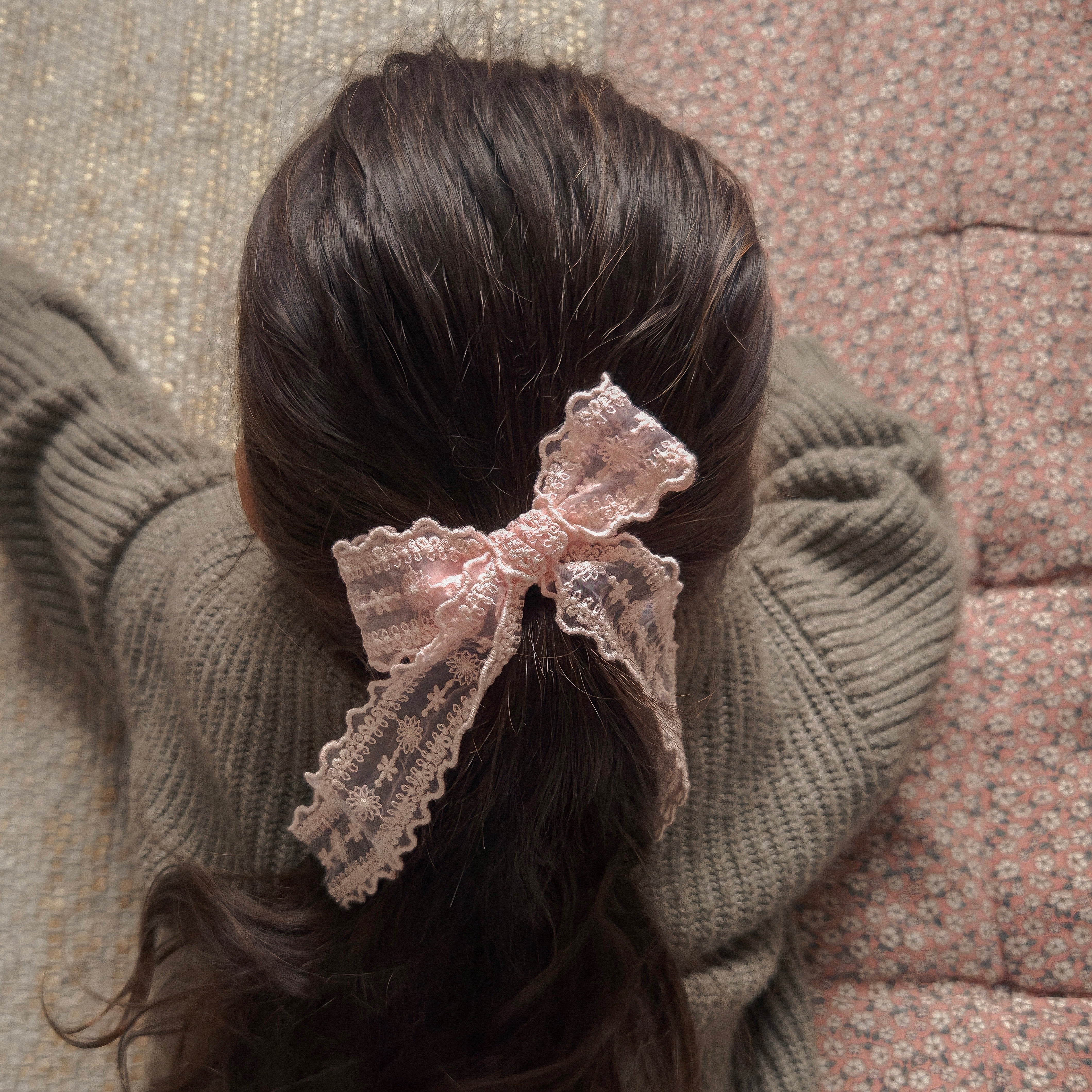 Longtail Bow | Paisley Lace - Pink