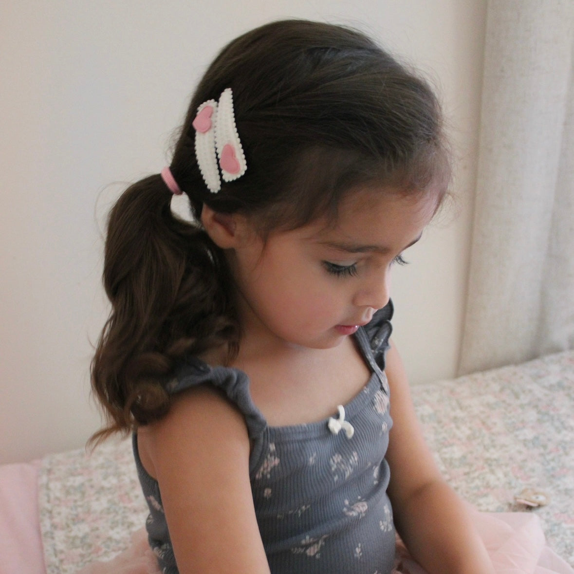 Heart Snap Clip | Cream Waffle