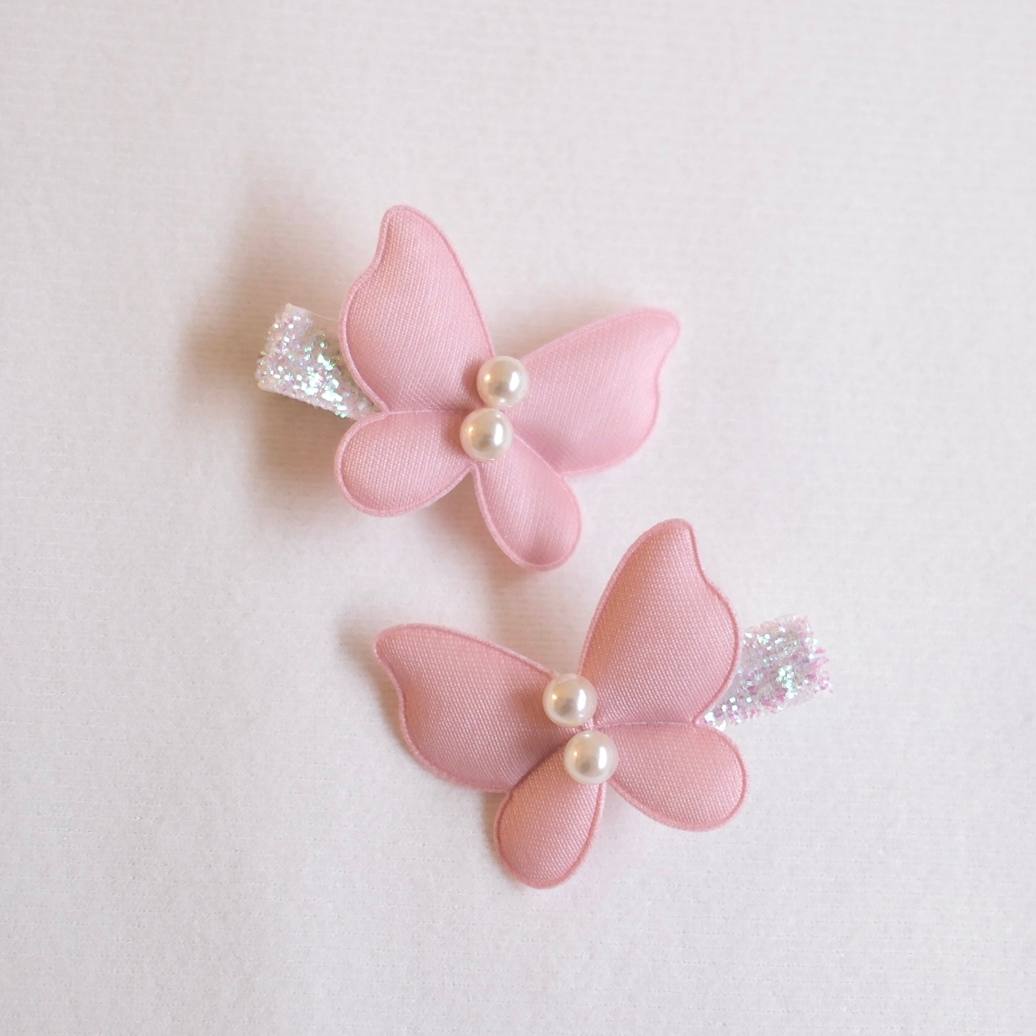 Glitter Butterfly Clip Pigtail | Rosy Glow