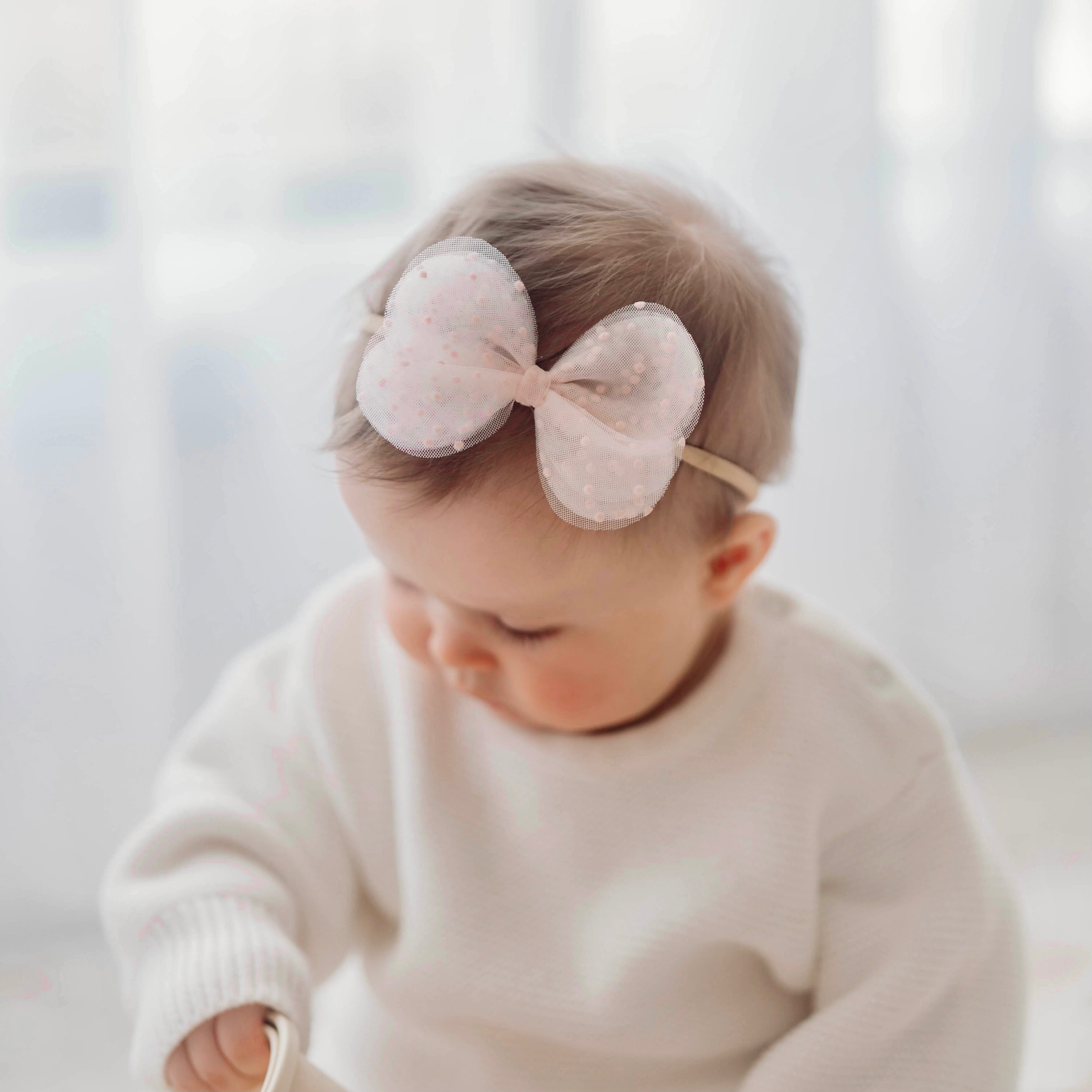 Blossom Bow | Powder Pink Dots