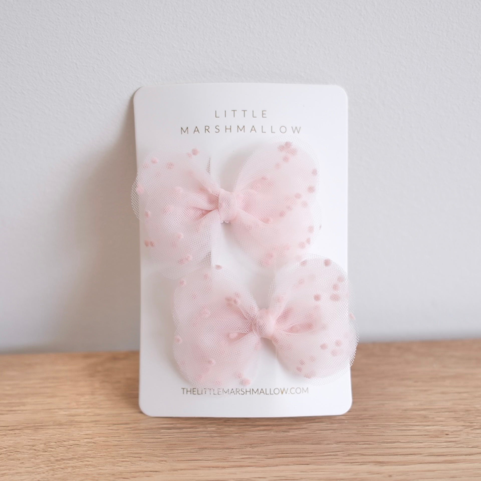 Mini Blossom Pigtail Set | Powder Pink Dots