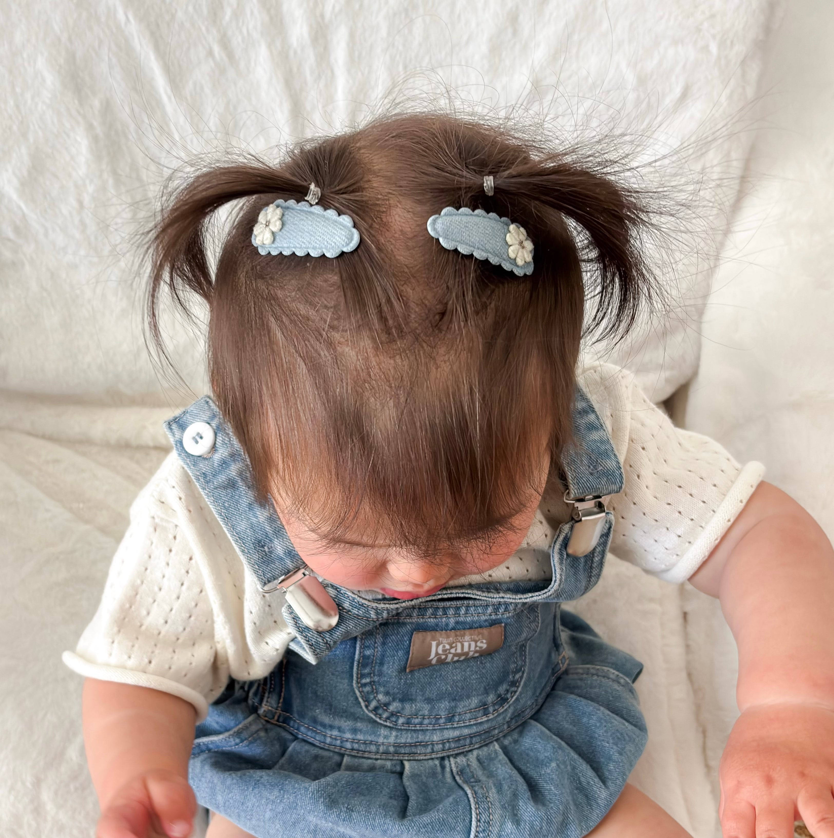 Dainty Snap Clips | Denim Blossom