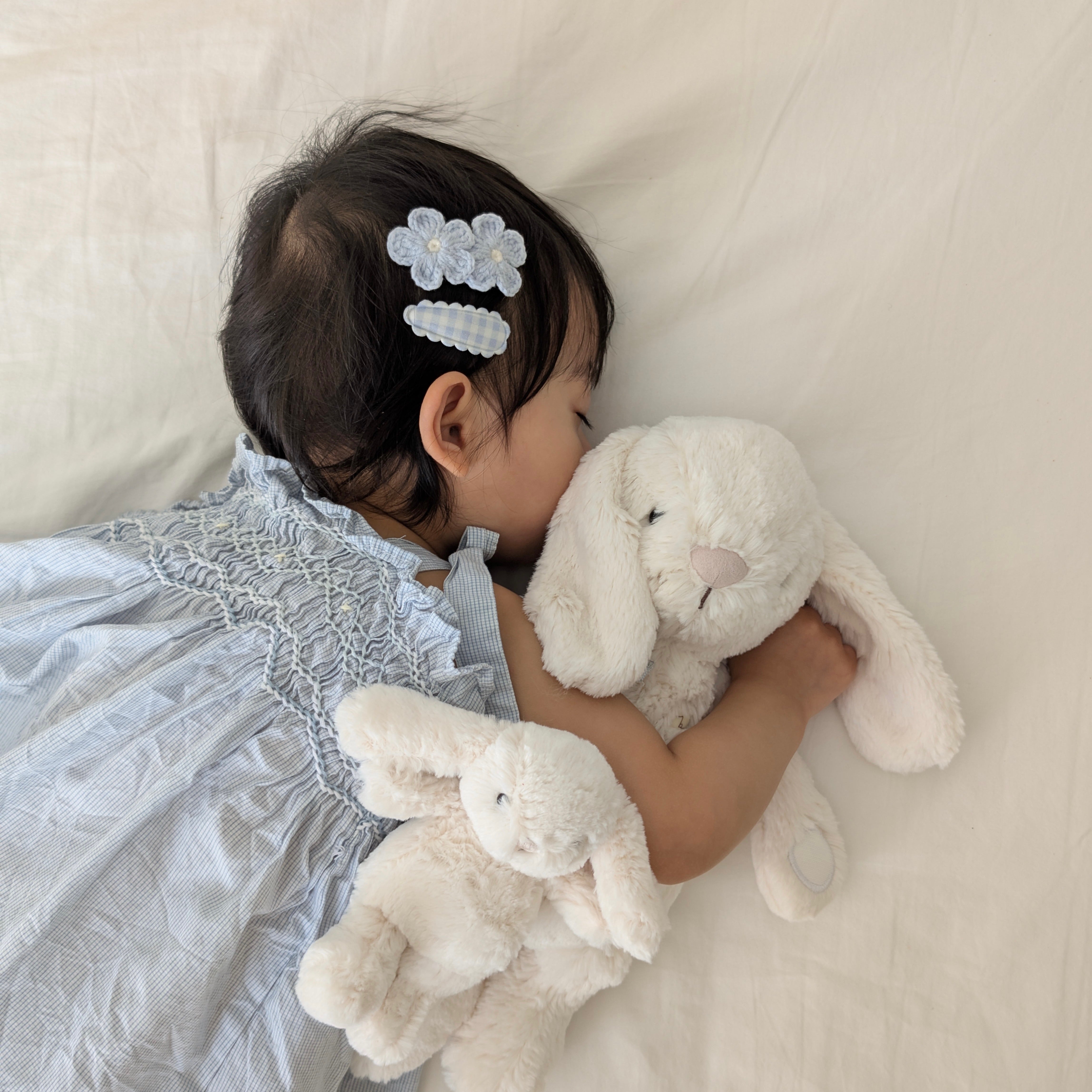 Crochet Flower Snap Clip | Soft Sky