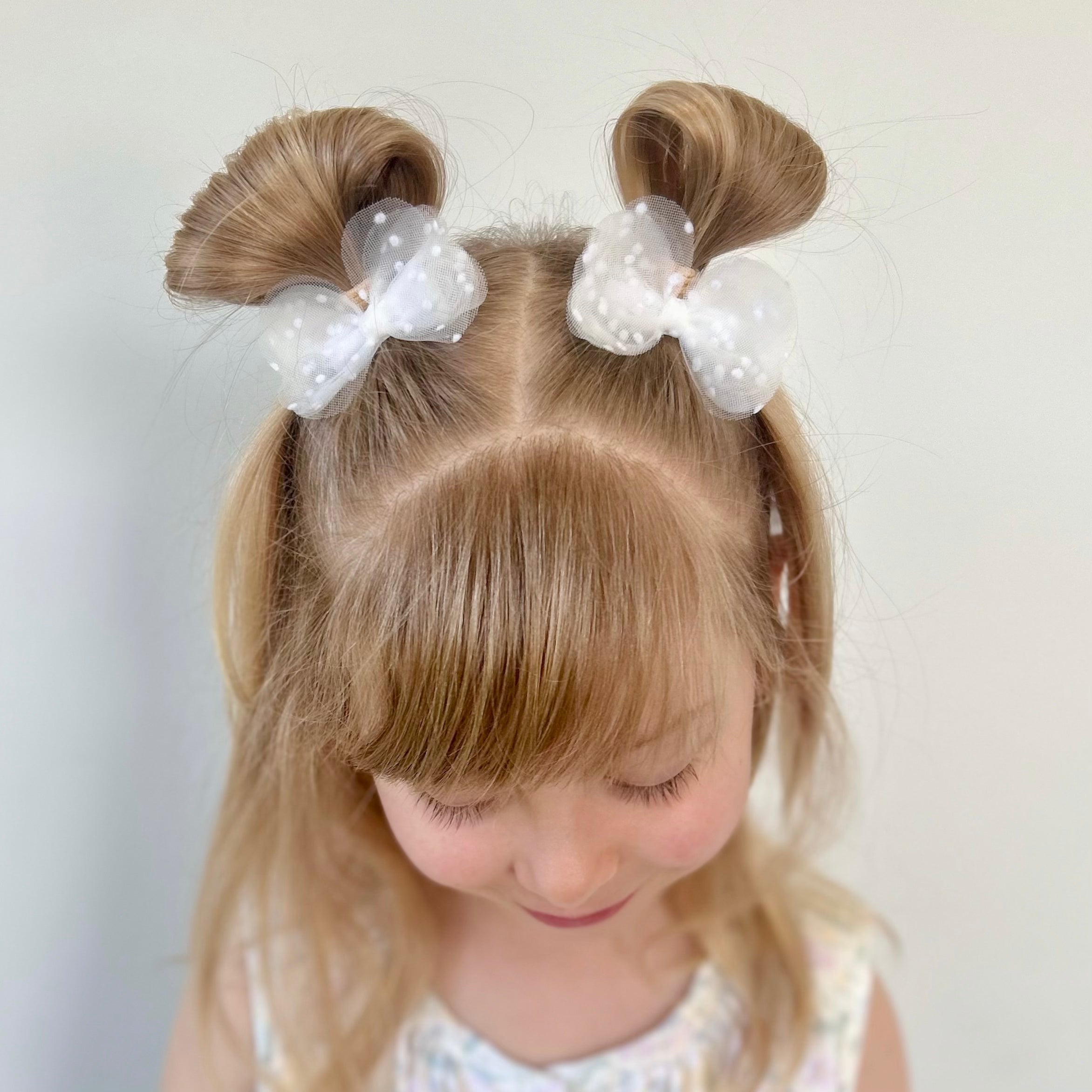 Mini Blossom Pigtail Set | Fairy White Dots