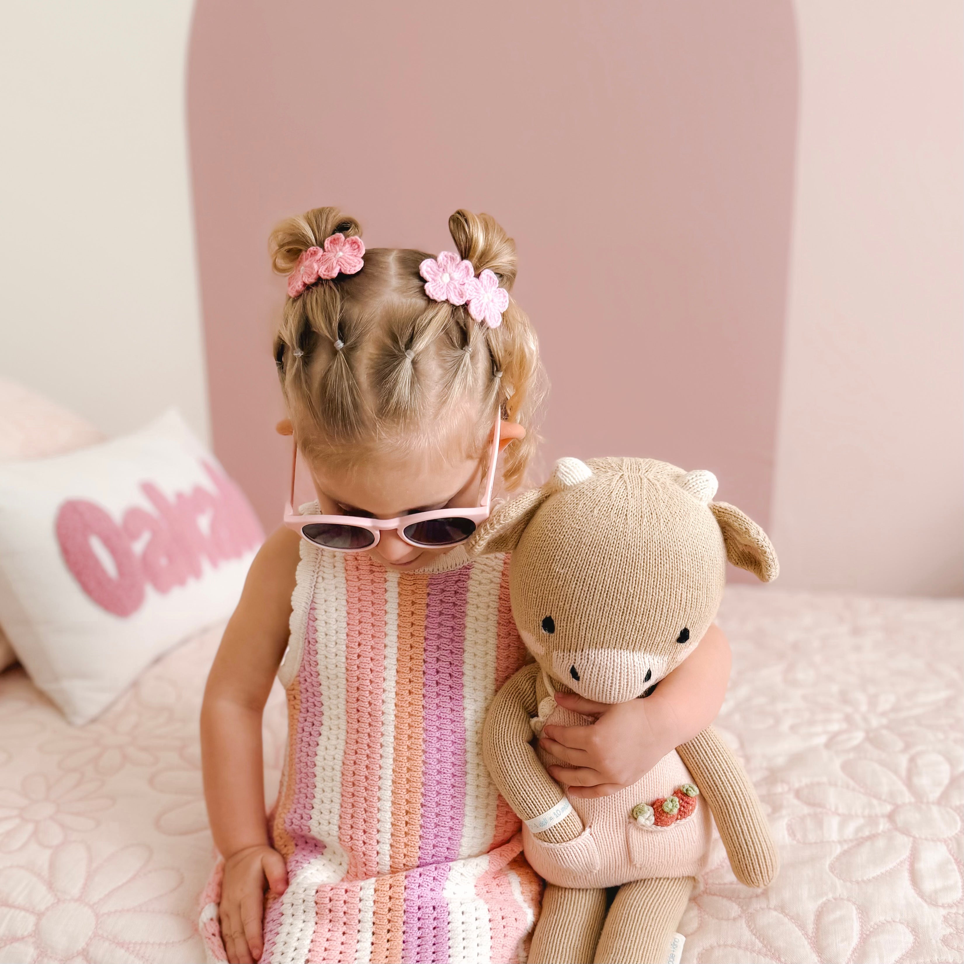 Crochet Flower Snap Clip | Cherry Blossom