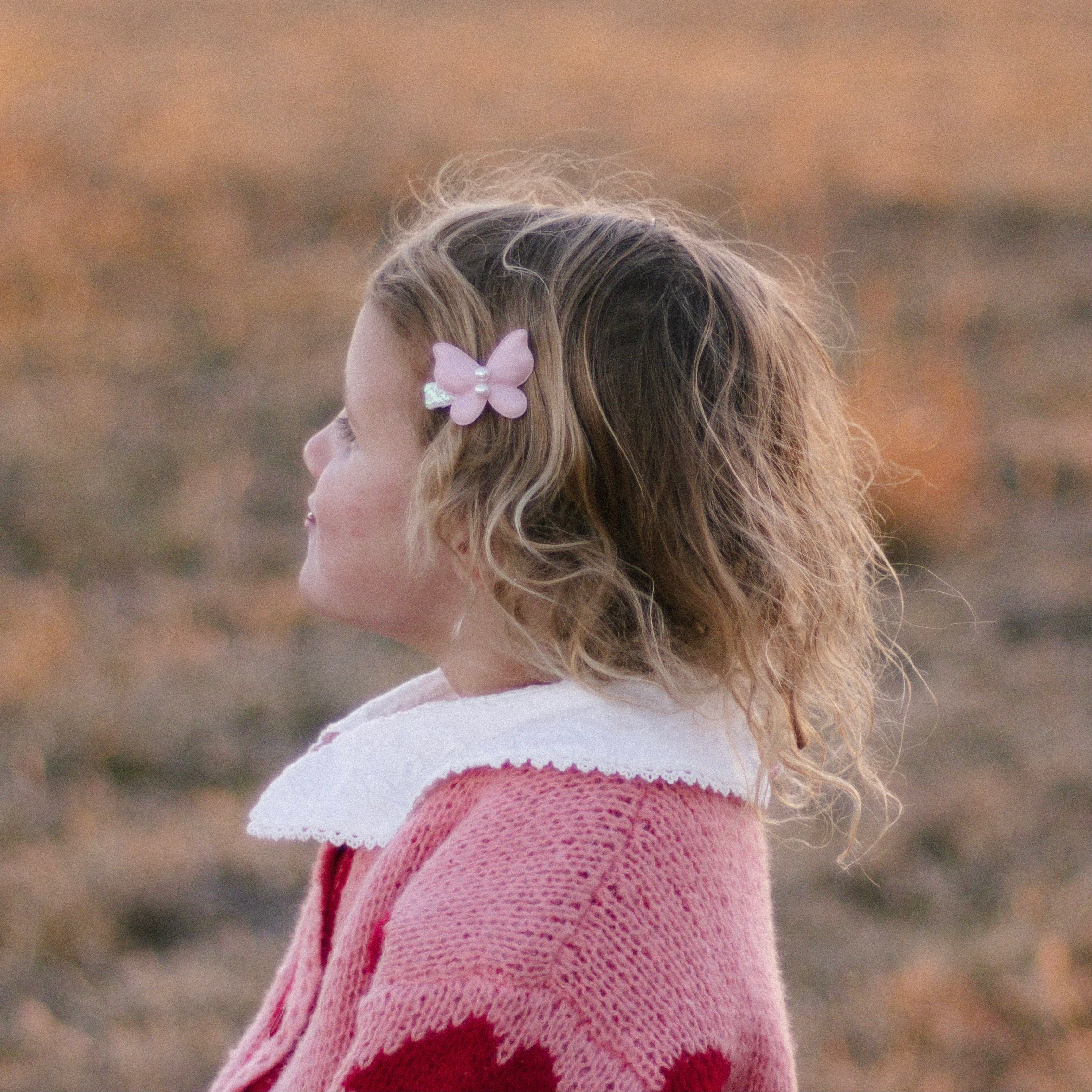 Glitter Butterfly Clip Pigtail | Rosy Glow