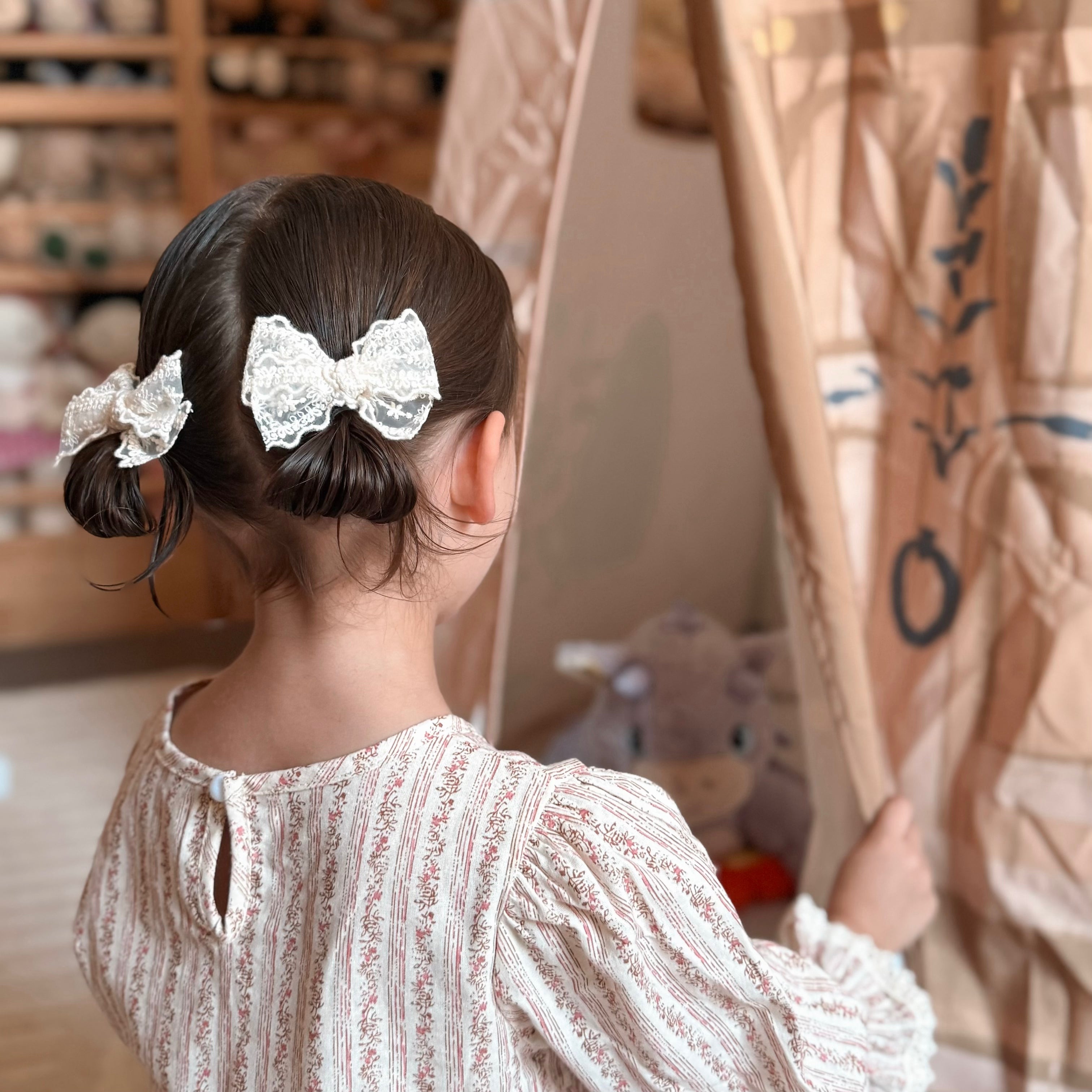 Lace Pigtail Set | Paisley - Cream