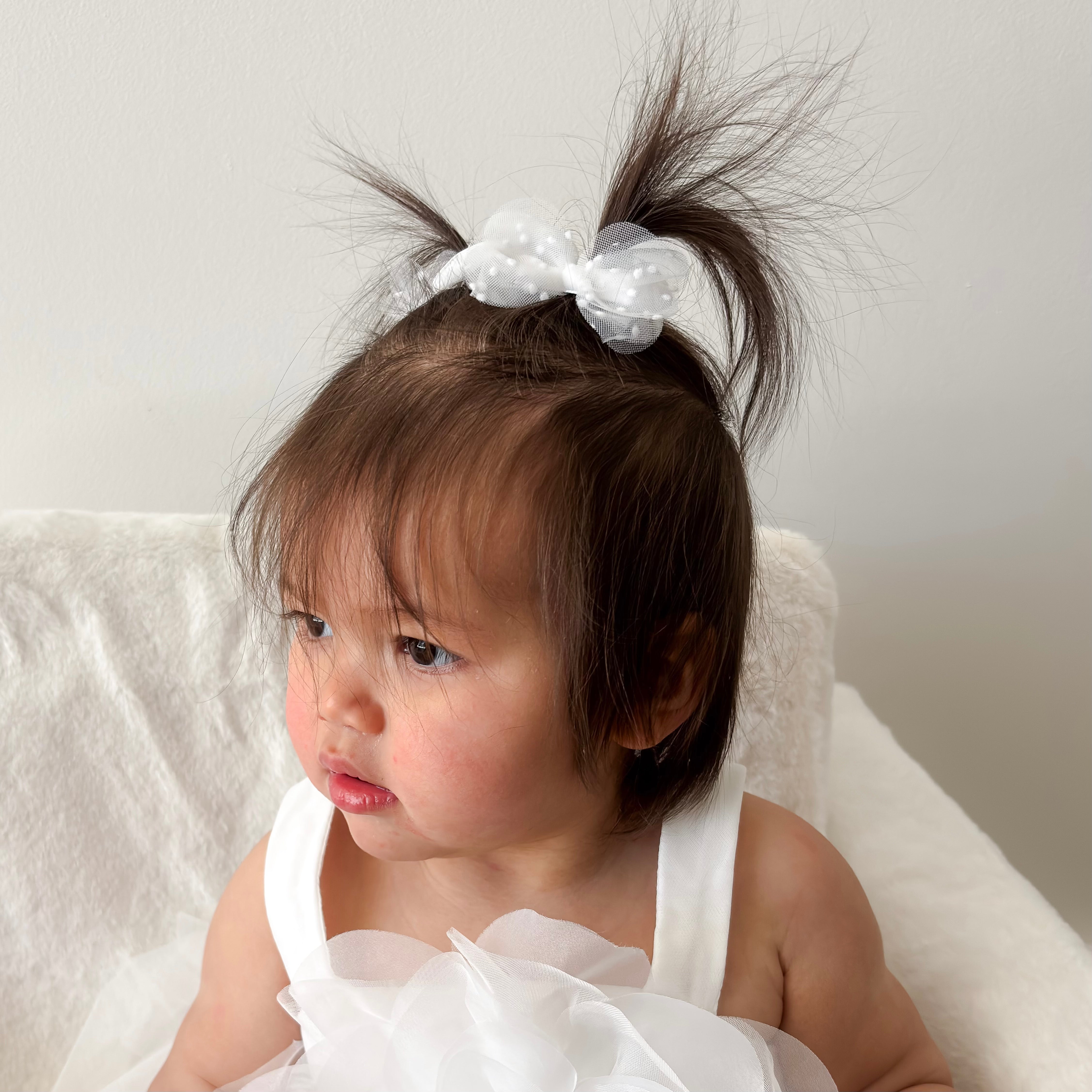 Mini Blossom Pigtail Set | Fairy White Dots